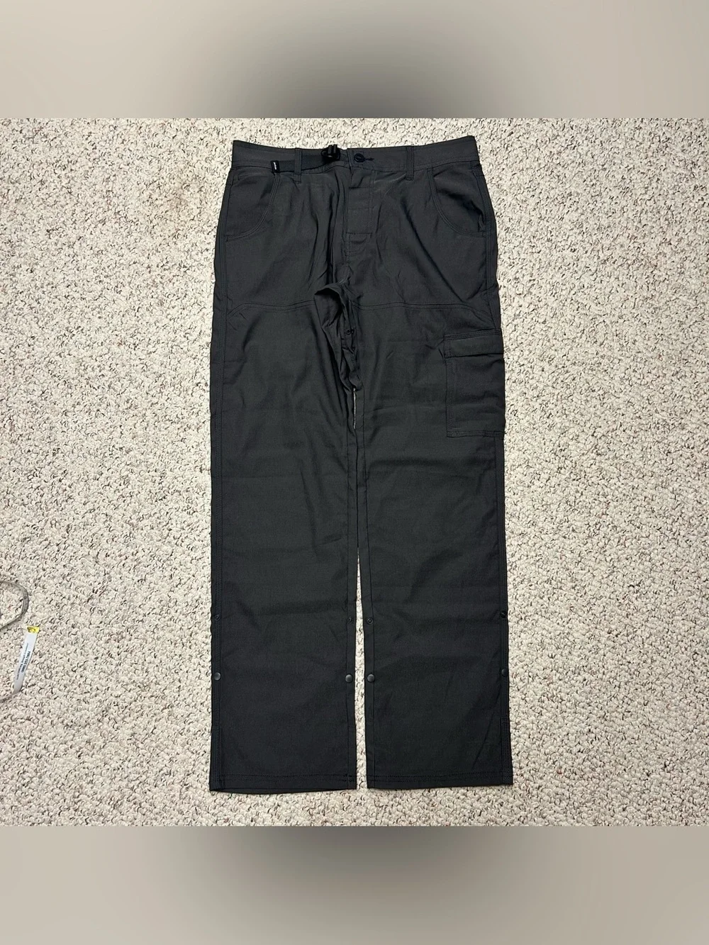 Prana Stretch Zion Pants II Dark Iron Gray Mens 31x32 Straight Leg UPF Roll Up